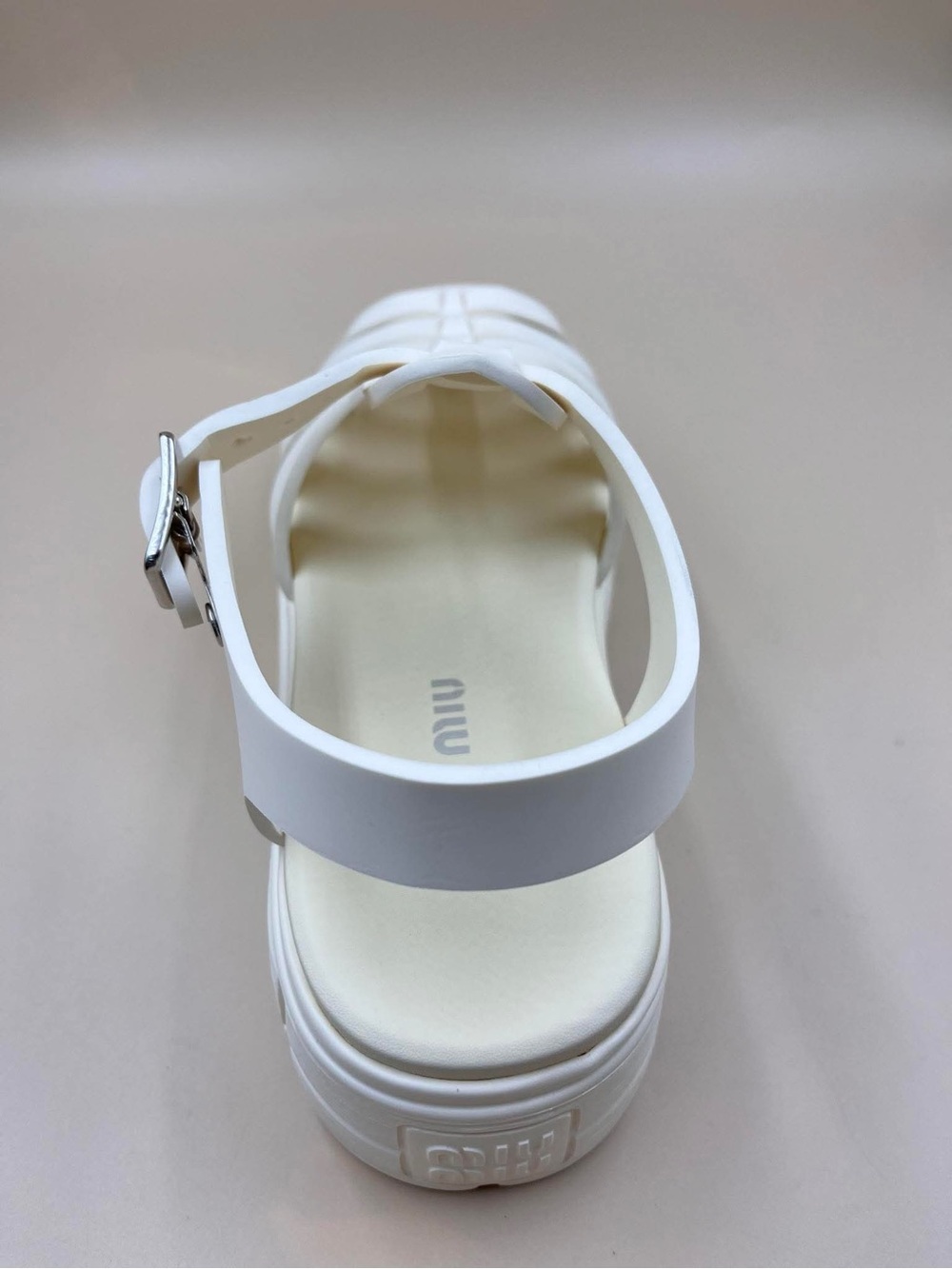 Miumiu Chunky White Jelly Sandals with Buckle Strap - Picture 10 of 16